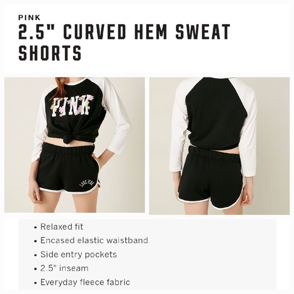 VS PINK 2.5” Curved Hem Sweat Varsity Shorts Heathered Gray Gradient Graphic XS - Picture 7 of 14